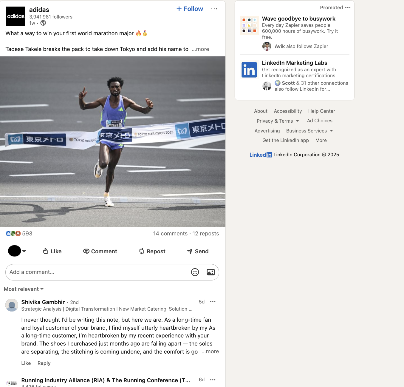 Active brand community interacting on LinkedIn